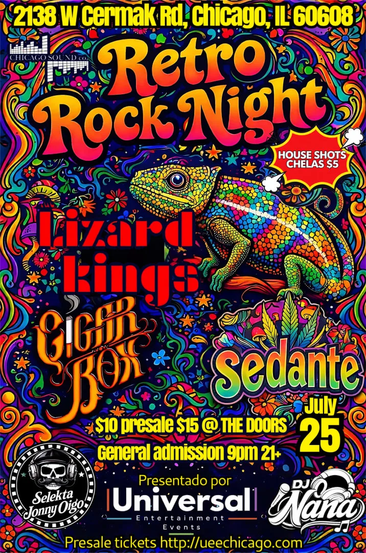 Event flyer for Retro Rock Night