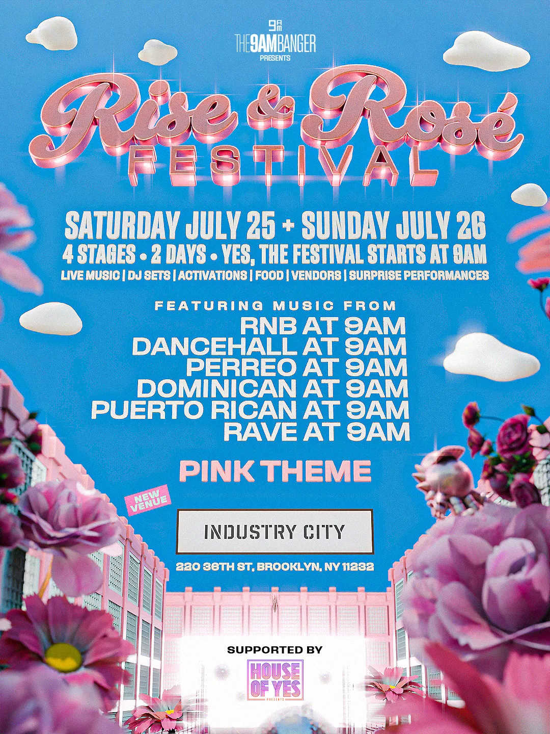 Event flyer for Rise & Rosé Festival