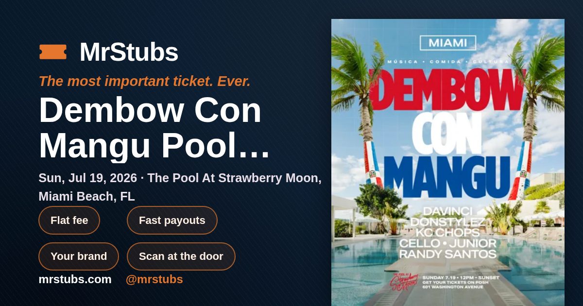 Share card for Dembow Con Mangu Pool Party At The Pool Strawberry Moon