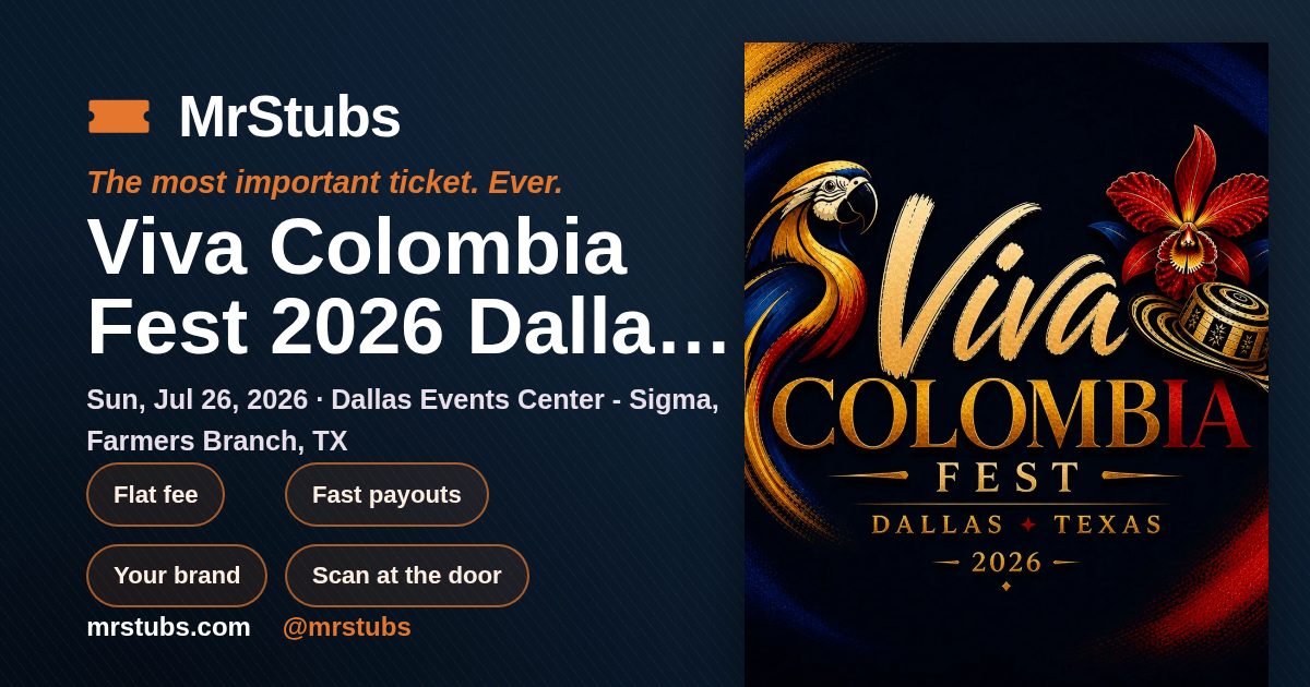 Share card for Viva Colombia Fest 2026 Dallas Tx